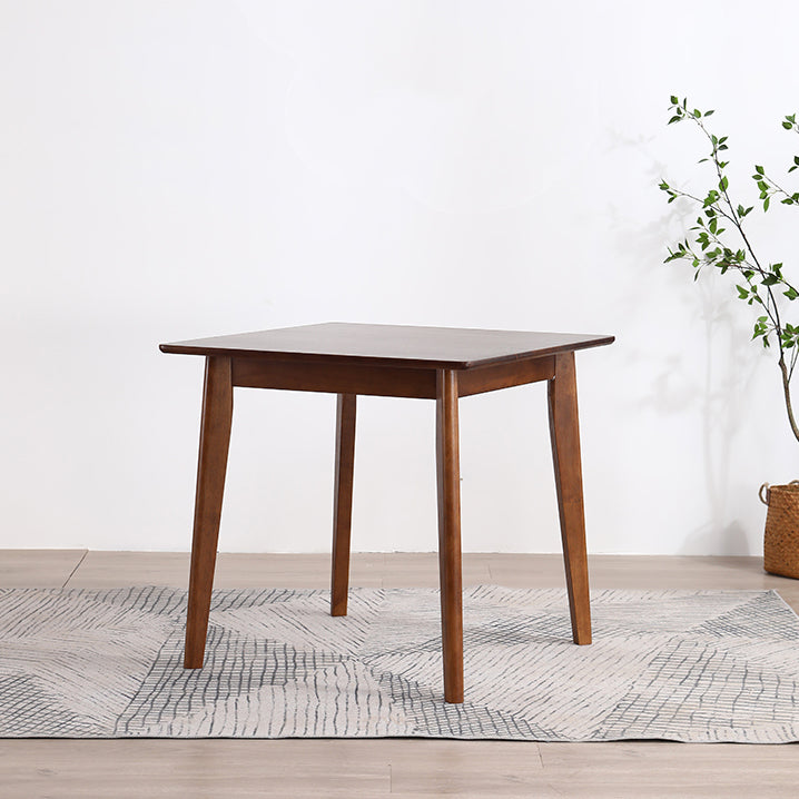Square Shape Industrial Dining Table Wood Color Fixed Table with Rubberwood Solid Wood