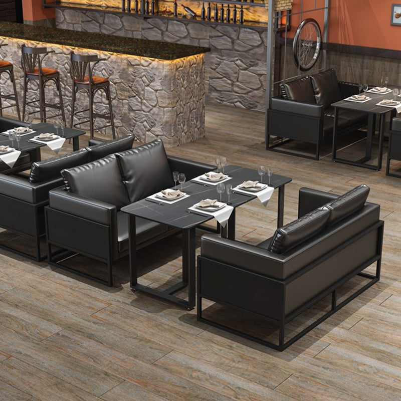 Stone Double Pedestal Table Industrial Style Dining Table for Dinner Kitchen Home