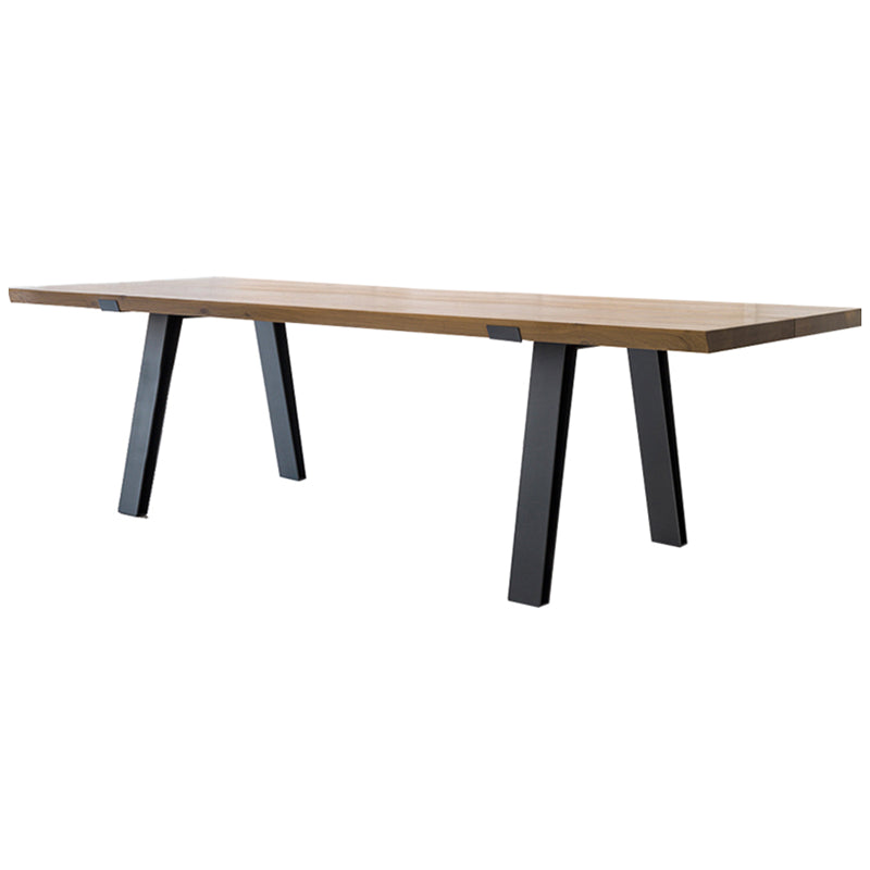 Traditional Luxury Rectangle Dining Room Table Pine Solid Wood Table with 4 Black Legs
