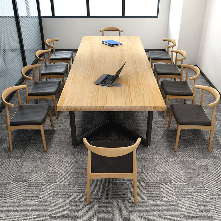 Metal Industrial Rectangle Dining Table Solid Wood Top Table for Kitchen and Dining Room