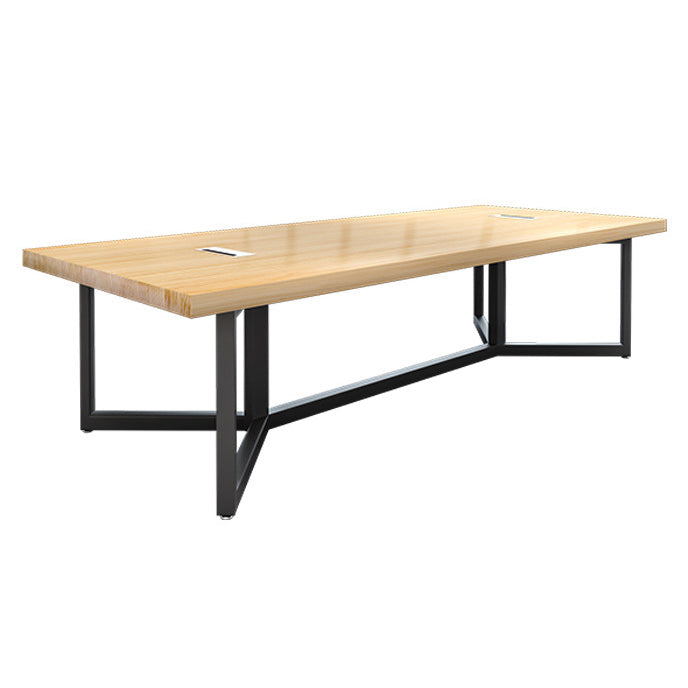 Metal Industrial Rectangle Dining Table Solid Wood Top Table for Kitchen and Dining Room
