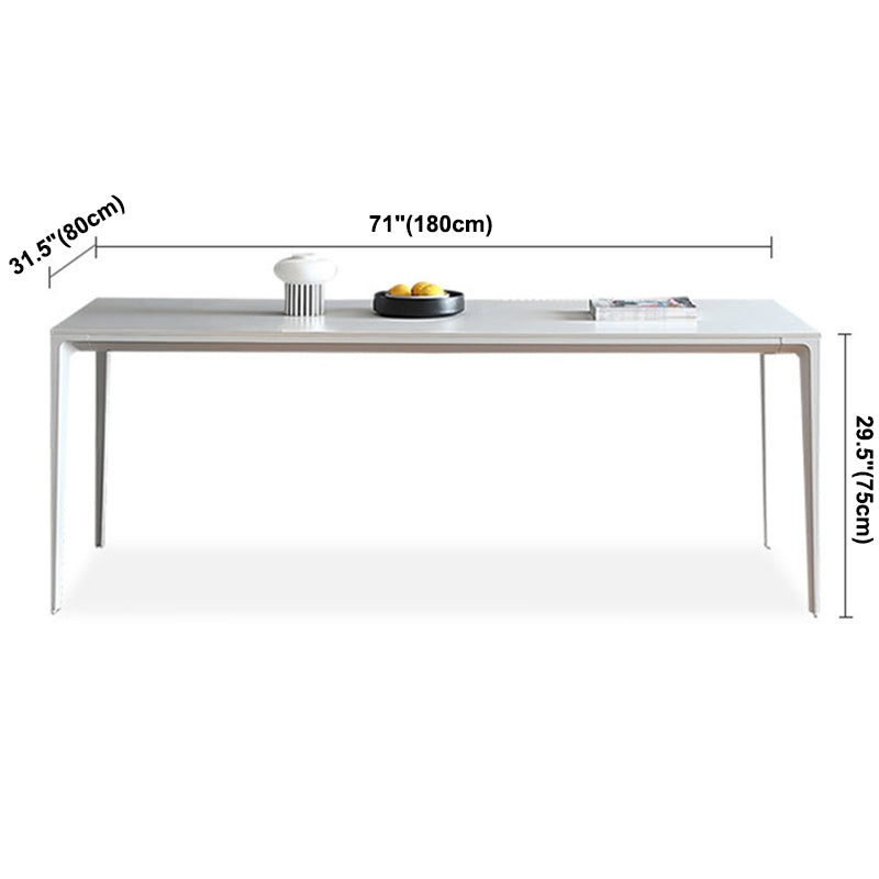 Metal Contemporary Rectangular Dining Table White Sintered Stone Table with Metal Legs