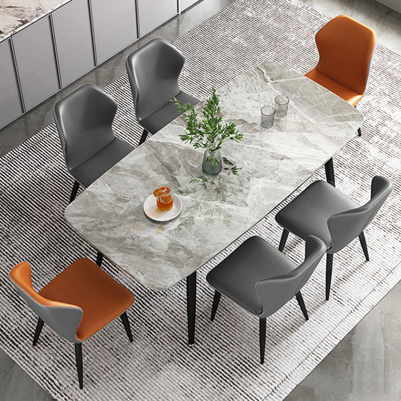 Metaal eigentijdse rechthoekige eettafel gesinterde stenen tafel met 4 metalen benen