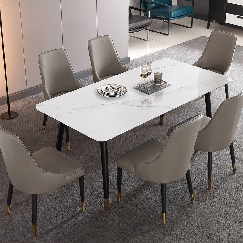 Estilo industrial Mesa de comedor de piedra sinterizada 4 Table de rectángulo base de piernas para el hogar