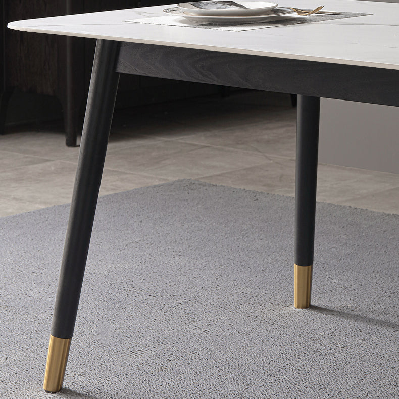 Estilo industrial Mesa de comedor de piedra sinterizada 4 Table de rectángulo base de piernas para el hogar