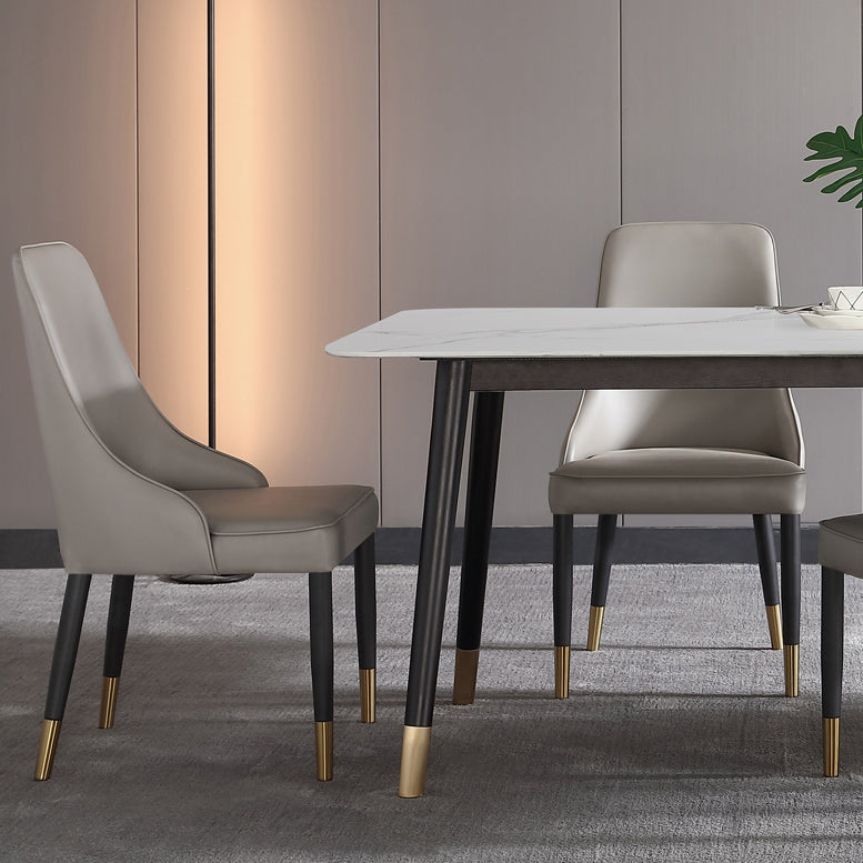 Estilo industrial Mesa de comedor de piedra sinterizada 4 Table de rectángulo base de piernas para el hogar