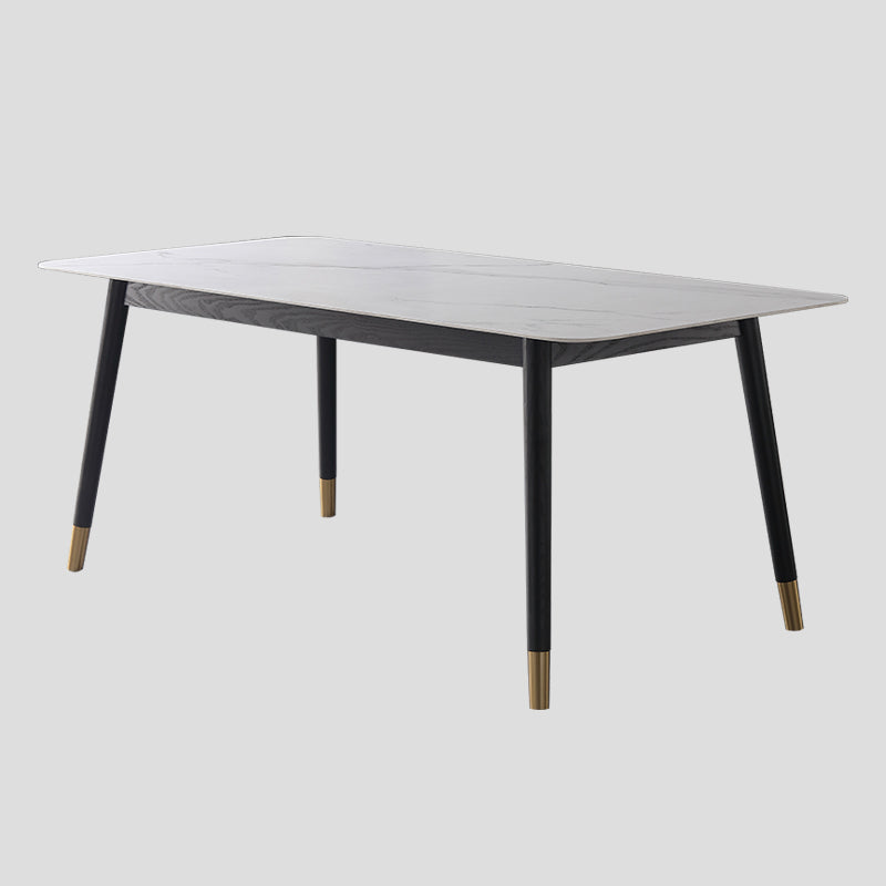 Estilo industrial Mesa de comedor de piedra sinterizada 4 Table de rectángulo base de piernas para el hogar