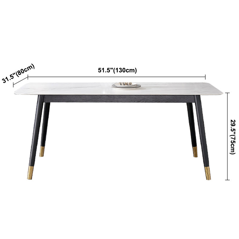 Estilo industrial Mesa de comedor de piedra sinterizada 4 Table de rectángulo base de piernas para el hogar