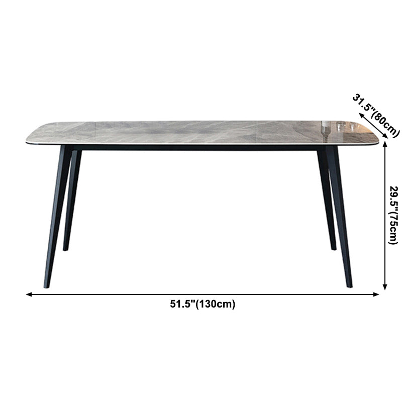 Industrial Style Sintered Stone Dining Table 4 Legs Carbon Steel Base Rectangle Table