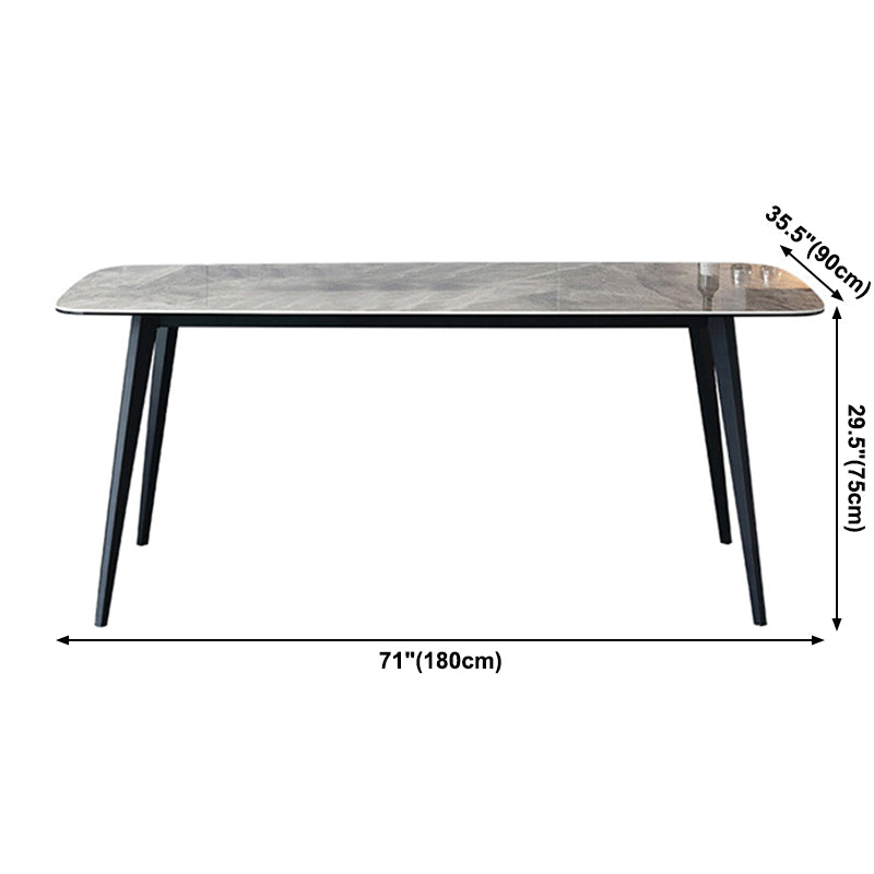Industrial Style Sintered Stone Dining Table 4 Legs Carbon Steel Base Rectangle Table