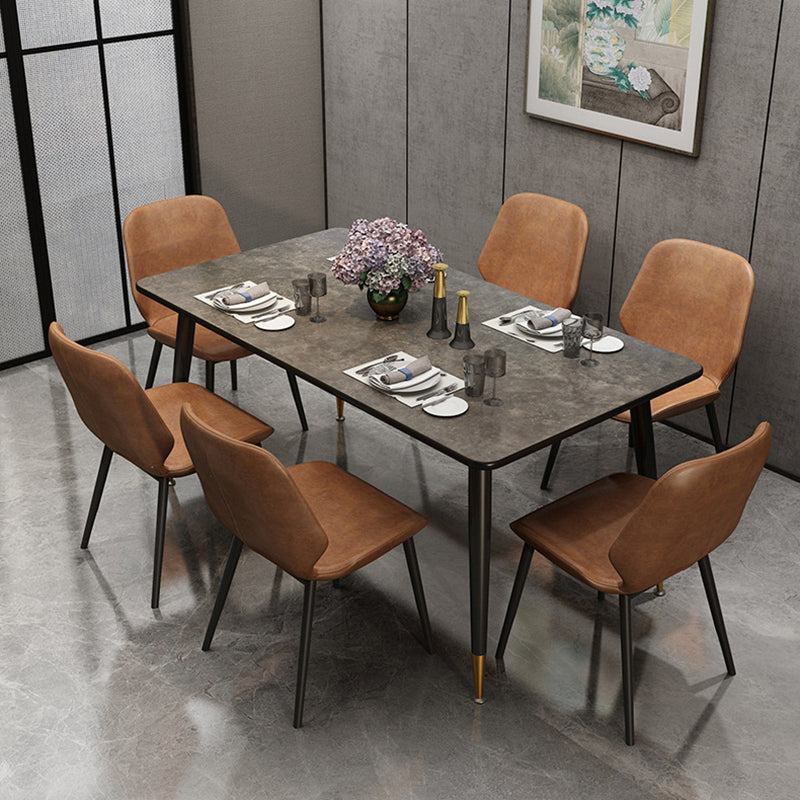 Metal Industrial Rectangle Table Sintered Stone Table for Kitchen and Dining Room