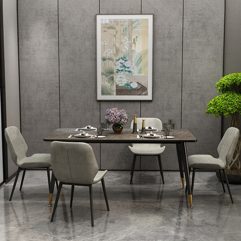 Metal Industrial Rectangle Table Sintered Stone Table for Kitchen and Dining Room
