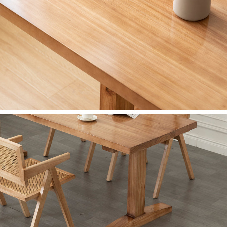 Rechteck Kiefernholzholz Tisch modernes Doppel -Sockel -Essen für Restaurant