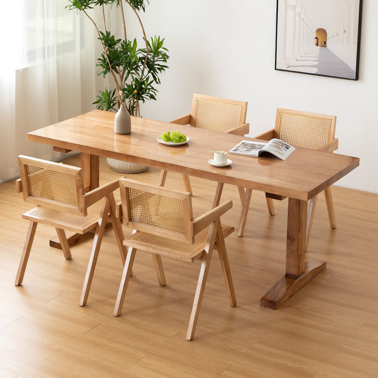 Rechteck Kiefernholzholz Tisch modernes Doppel -Sockel -Essen für Restaurant