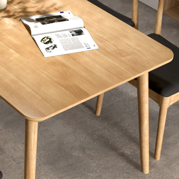Mesa de comedor contemporánea rectangular de 4 patas, mesa fija de madera maciza, Color madera