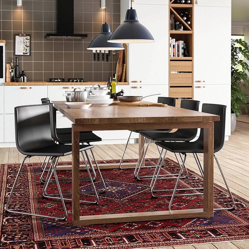 Solid Wood Contemporary Rectangular Dining Table Wood Top Table with Sled Base