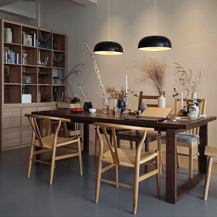 Solid Wood Contemporary Rectangular Dining Table Wood Top Table with Sled Base