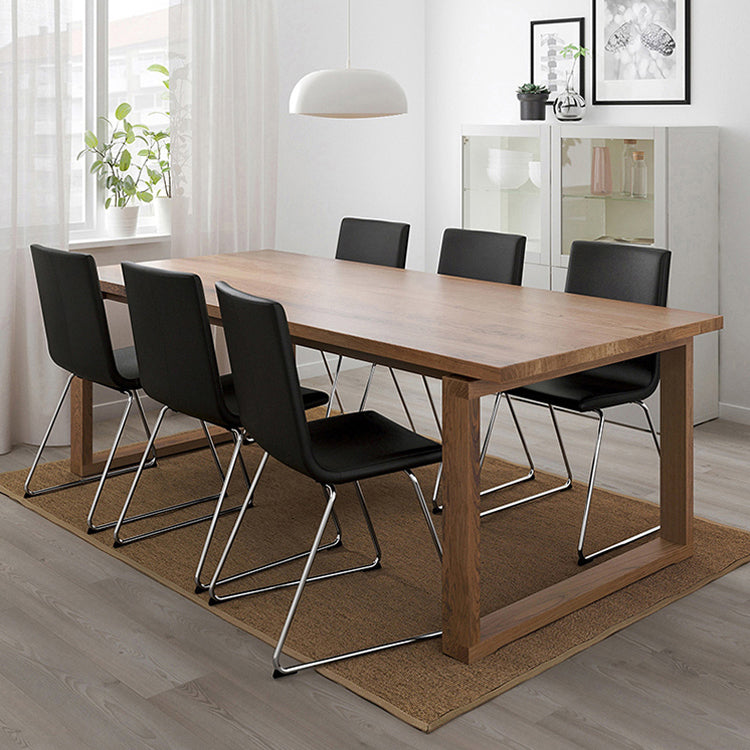 Solid Wood Contemporary Rectangular Dining Table Wood Top Table with Sled Base