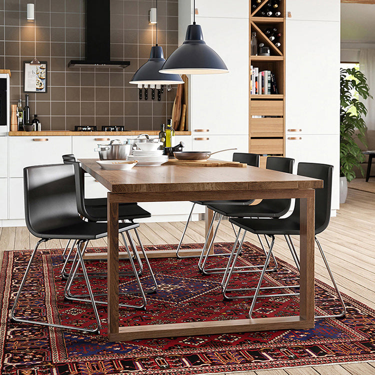 Solid Wood Contemporary Rectangular Dining Table Wood Top Table with Sled Base