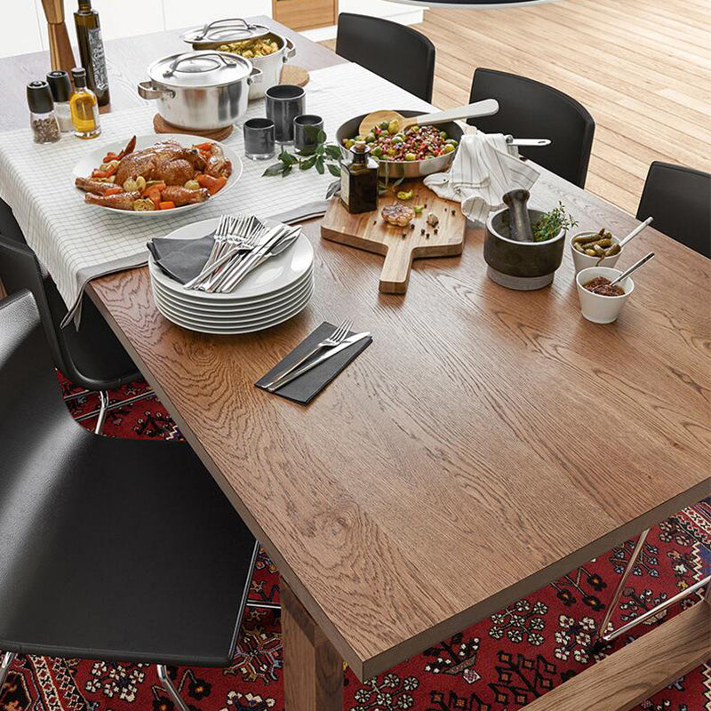 Solid Wood Contemporary Rectangular Dining Table Wood Top Table with Sled Base