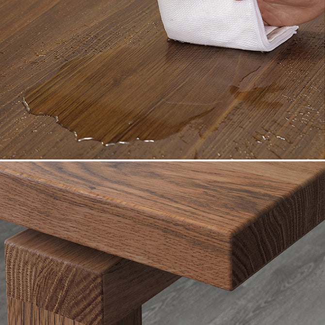 Solid Wood Contemporary Rectangular Dining Table Wood Top Table with Sled Base