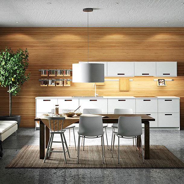 Solid Wood Contemporary Rectangular Dining Table Wood Top Table with Sled Base