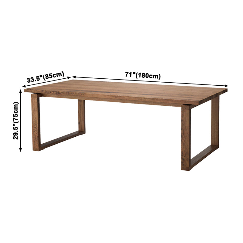 Solid Wood Contemporary Rectangular Dining Table Wood Top Table with Sled Base
