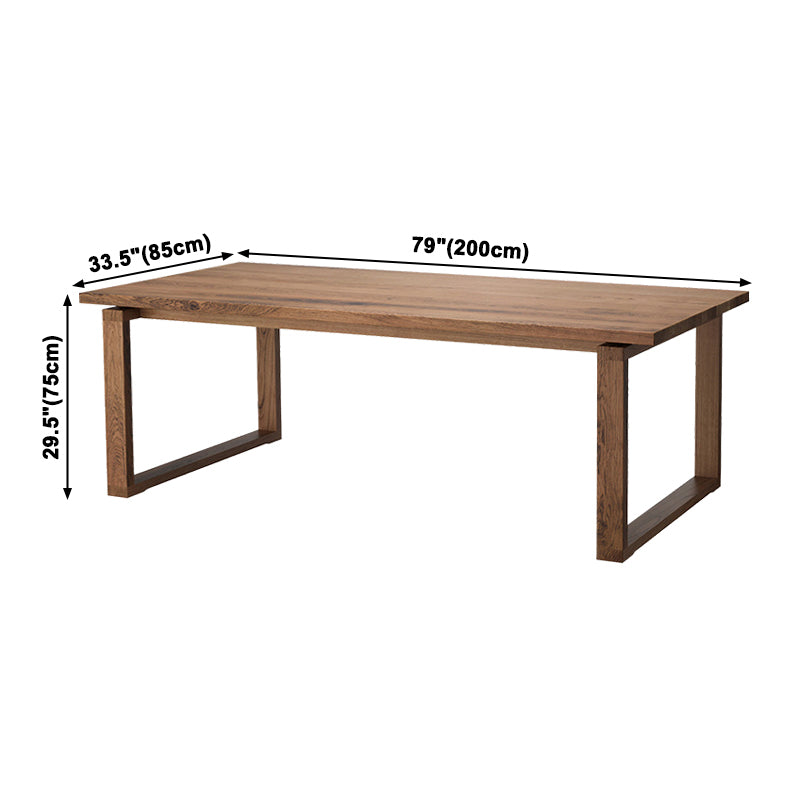 Solid Wood Contemporary Rectangular Dining Table Wood Top Table with Sled Base