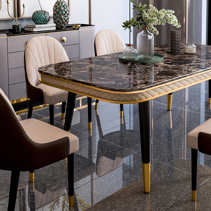 Mesa de comedor rectangular de lujo tradicional Mesa de piedra sinterizada con 4 patas