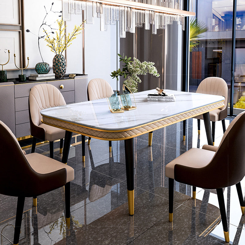 Mesa de comedor rectangular de lujo tradicional Mesa de piedra sinterizada con 4 patas