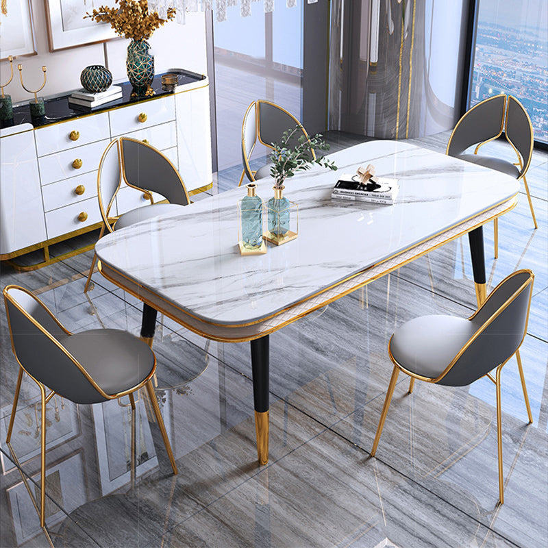 Mesa de comedor rectangular de lujo tradicional Mesa de piedra sinterizada con 4 patas