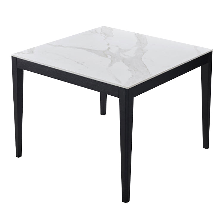Mesa de comedor blanca de forma cuadrada Mesa de piedra sinterizada industrial con 4 patas