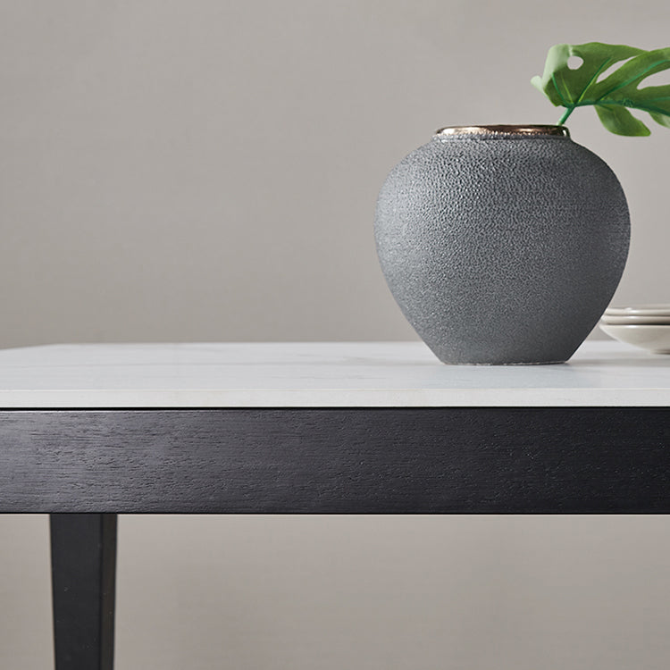 Mesa de comedor blanca de forma cuadrada Mesa de piedra sinterizada industrial con 4 patas