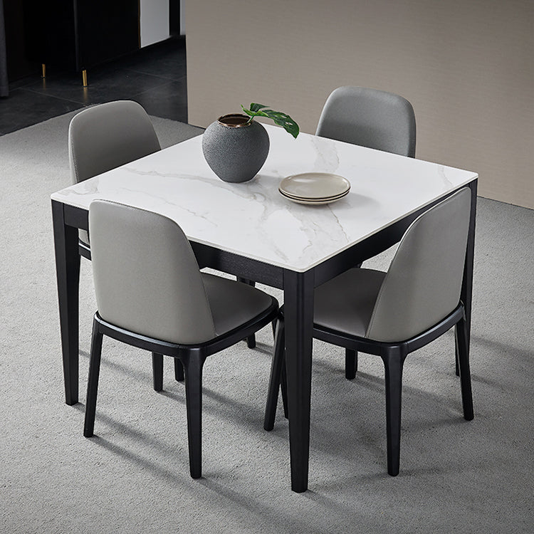 Mesa de comedor blanca de forma cuadrada Mesa de piedra sinterizada industrial con 4 patas