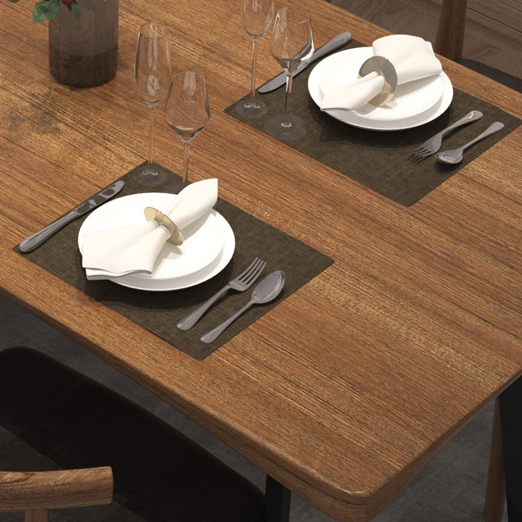 Metaal industriële rechthoek eettafel vaste houten tafel met sleeënbasis