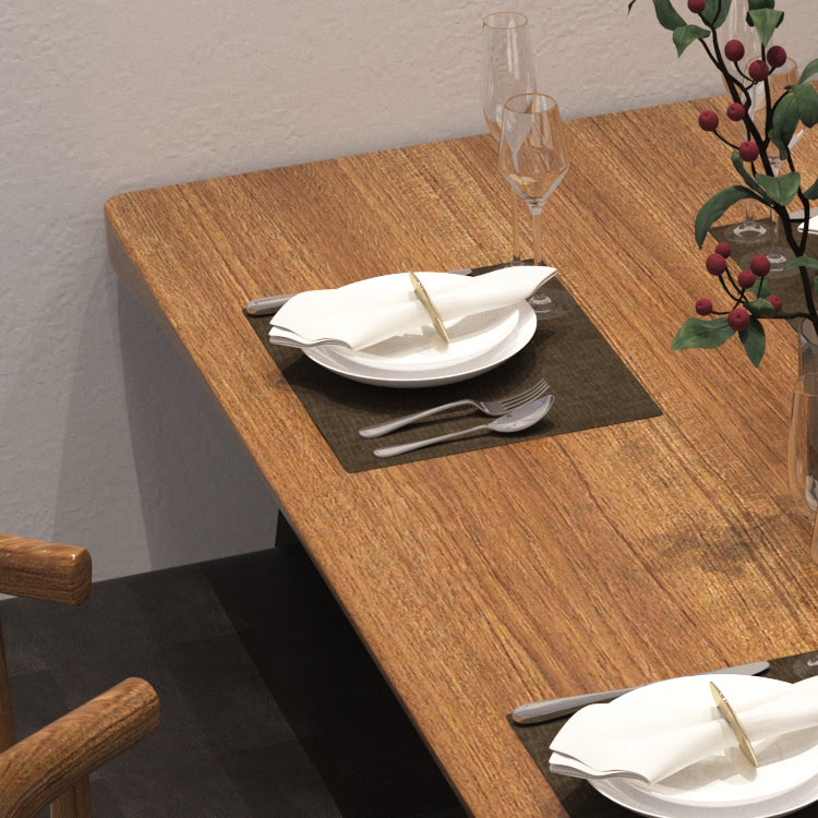 Metaal industriële rechthoek eettafel vaste houten tafel met sleeënbasis