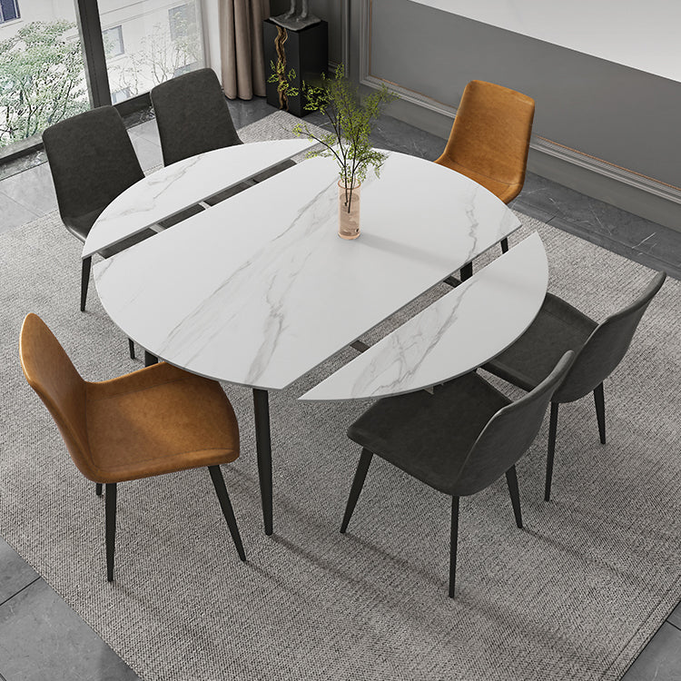 Modern Style Round 4 Legs Table Stone Dining Room Home Furniture with Drop-Leaf