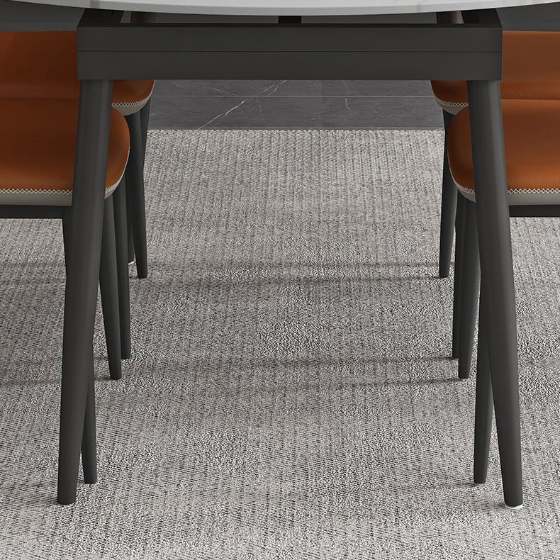 Modern Style Round 4 Legs Table Stone Dining Room Home Furniture with Drop-Leaf