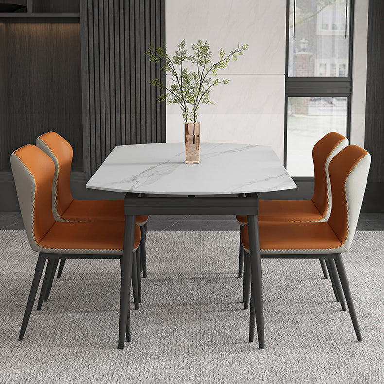 Modern Style Round 4 Legs Table Stone Dining Room Home Furniture with Drop-Leaf
