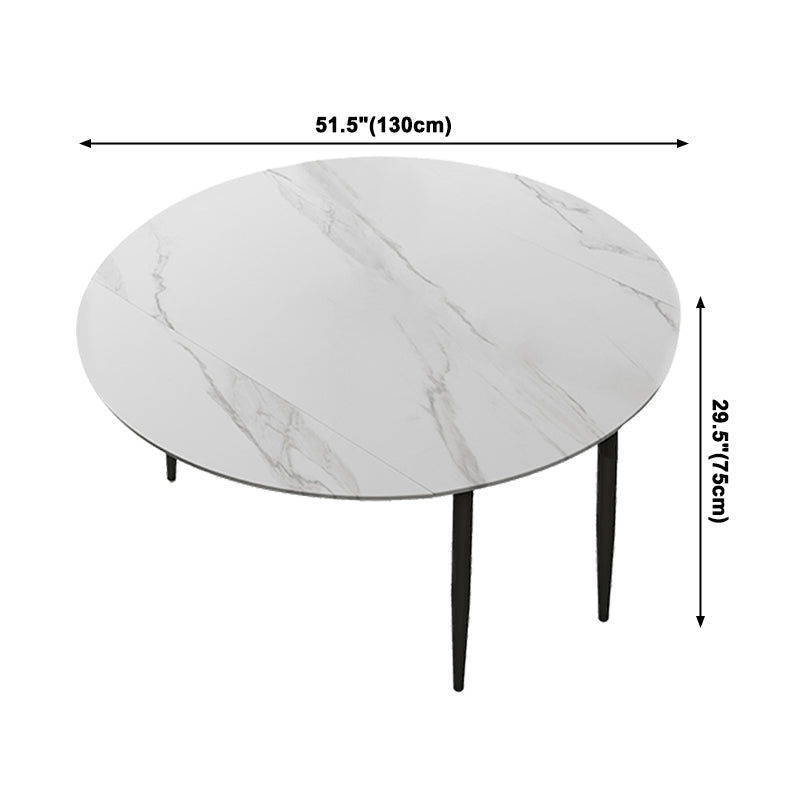Modern Style Round 4 Legs Table Stone Dining Room Home Furniture with Drop-Leaf