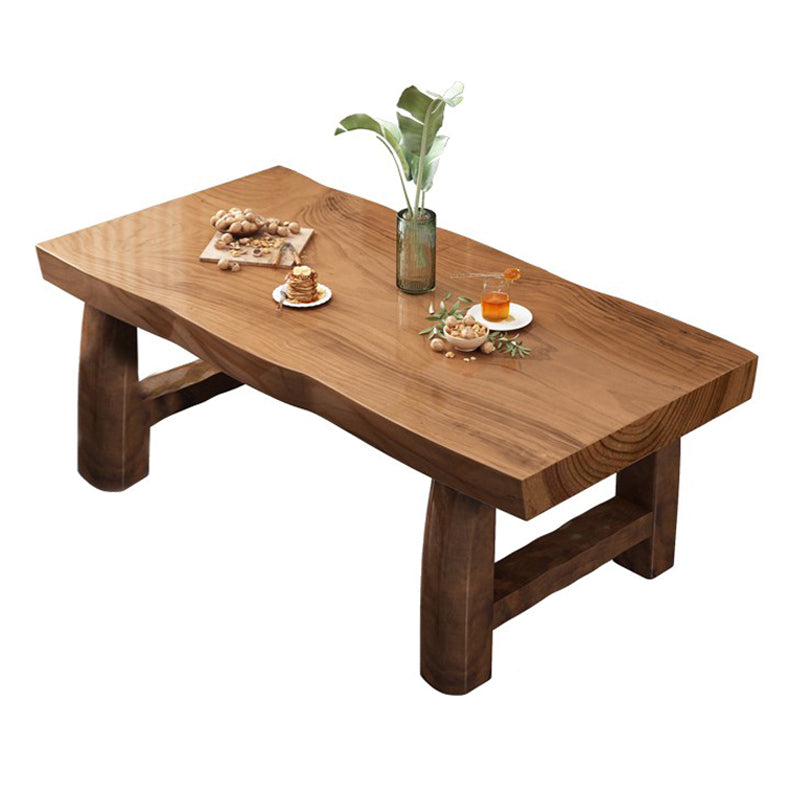 Modern massief houten rechthoek eettafel bruine keuken eettafel met dubbele voetstukbases
