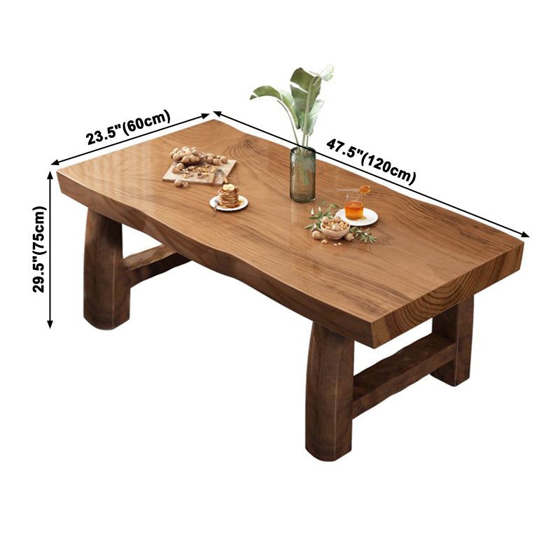 Modern massief houten rechthoek eettafel bruine keuken eettafel met dubbele voetstukbases
