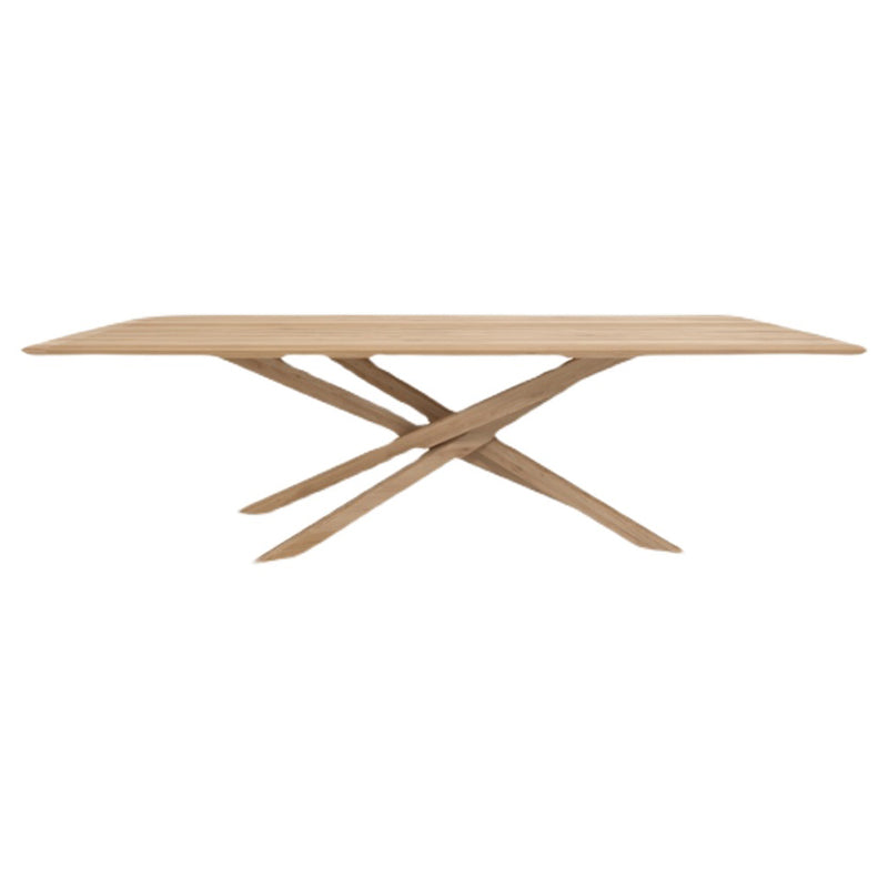Rectangle Oak Solid Wood Table in Nature Modern Dining Table with Wooden Pedestal