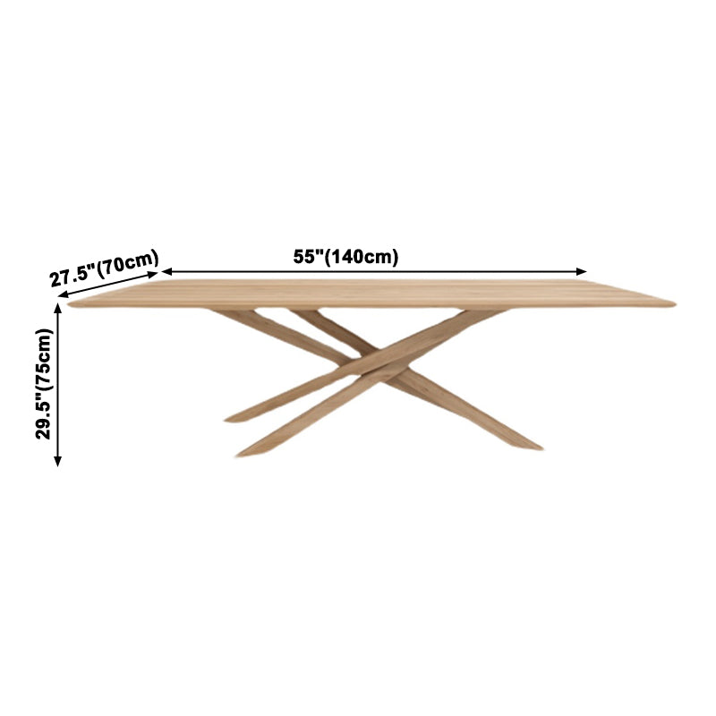 Rectangle Oak Solid Wood Table in Nature Modern Dining Table with Wooden Pedestal