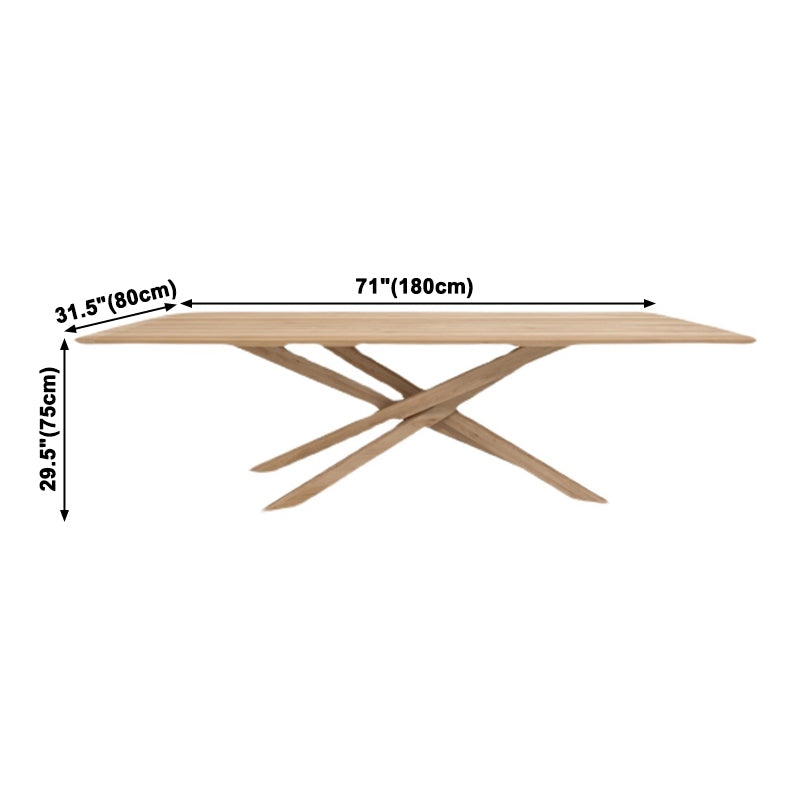 Rectangle Oak Solid Wood Table in Nature Modern Dining Table with Wooden Pedestal