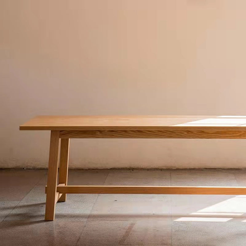Rectangle Solid Wood Table in Nature Modern Dining Table with Trestle Base for Restaurant