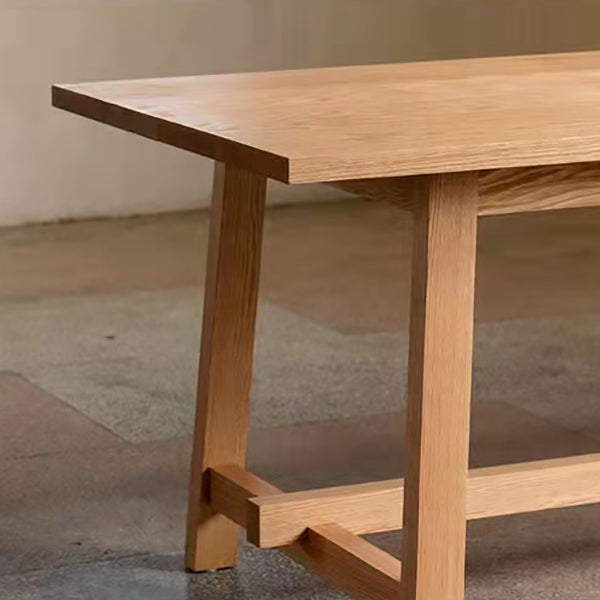 Rectangle Solid Wood Table in Nature Modern Dining Table with Trestle Base for Restaurant