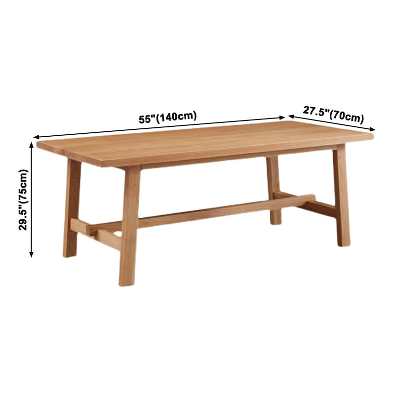 Rectangle Solid Wood Table in Nature Modern Dining Table with Trestle Base for Restaurant