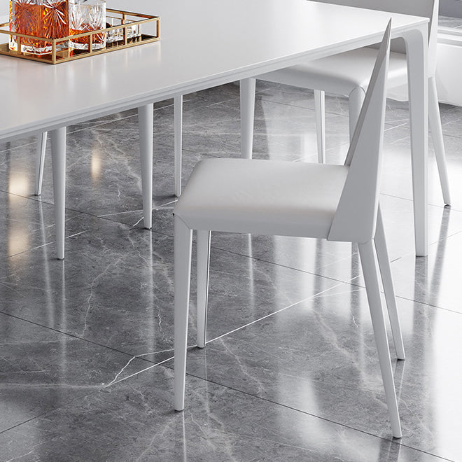 Metal Contemporary Rectangular Table White Sintered Stone Dining Table with 4 Legs
