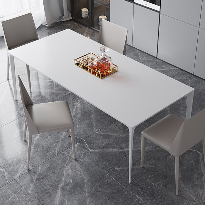 Metal Contemporary Rectangular Table White Sintered Stone Dining Table with 4 Legs